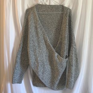 Grey twist-front sweater